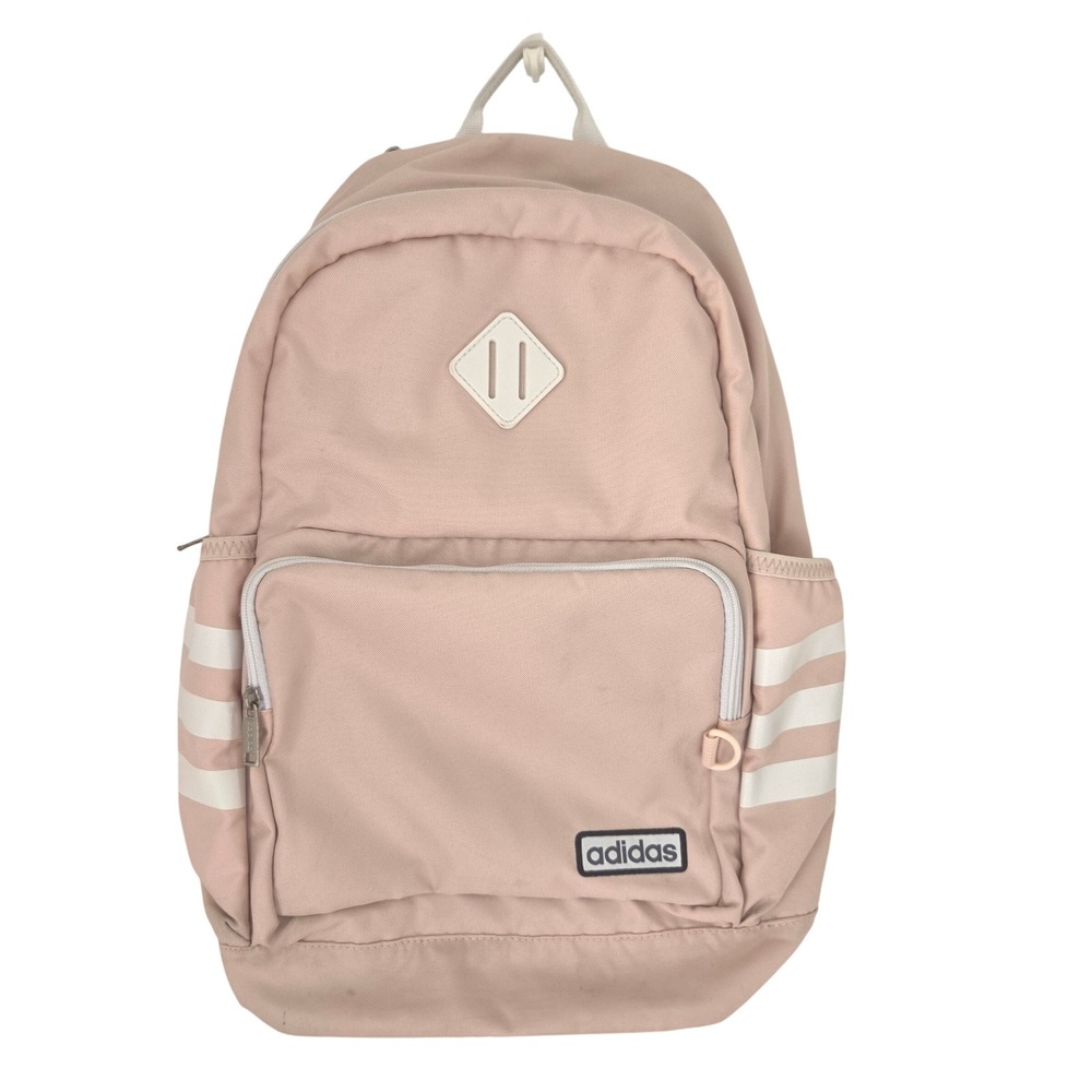 Adidas Classic 3-Stripes Backpack Blush Pink White Laptop Sleeve School Bag